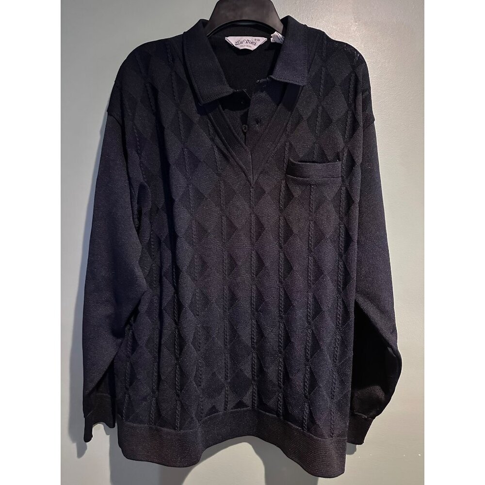 Da Vinci California Men’s Sweater B-3X Black Preppy Retro Y2K Old Money academia